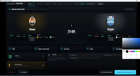 Match data readiness screen