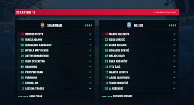 Starting 11 team sheet broadcast graphic